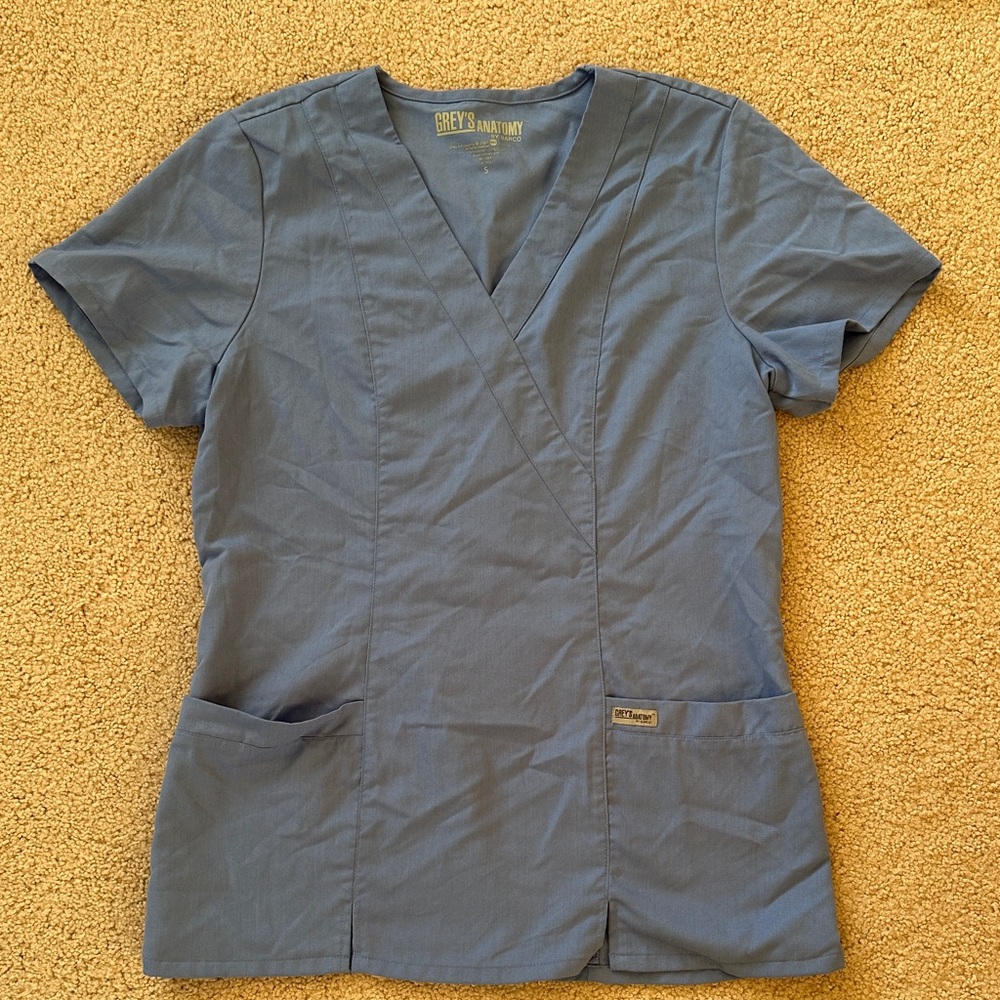 Grey's Anatomy Slate Blue Scrub Top - Picture 2 of 6